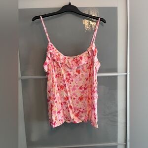 Floral Pink Ruffle Cami Top - Women